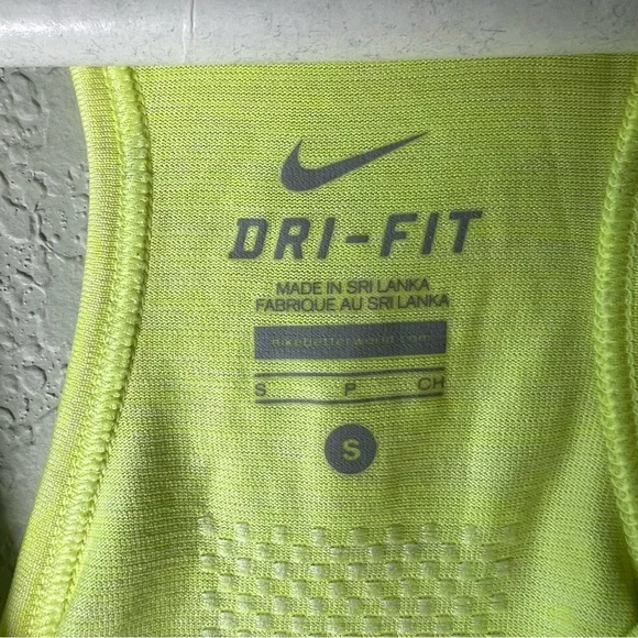 Nike Dri-Fit Women’s Workout Running Strappy Tank Top Size Small Neon Yellow - Picture 4 of 7